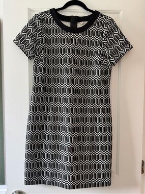 Banana Republic Black and White Geometric Midi Dress